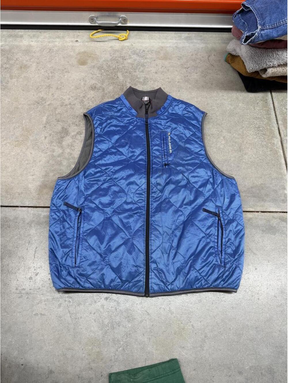 vintage ralph lauren polo jeans co blue zip up vest size xl